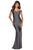 La Femme - Off Shoulder Jersey Sheath Dress 28450SC - 1 pc Gunmetal In Size 8 Available CCSALE 8 / Gunmetal