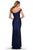 La Femme - Off Shoulder Jersey Sheath Dress 28450SC - 1 pc Navy In Size 6 Available CCSALE 6 / Navy