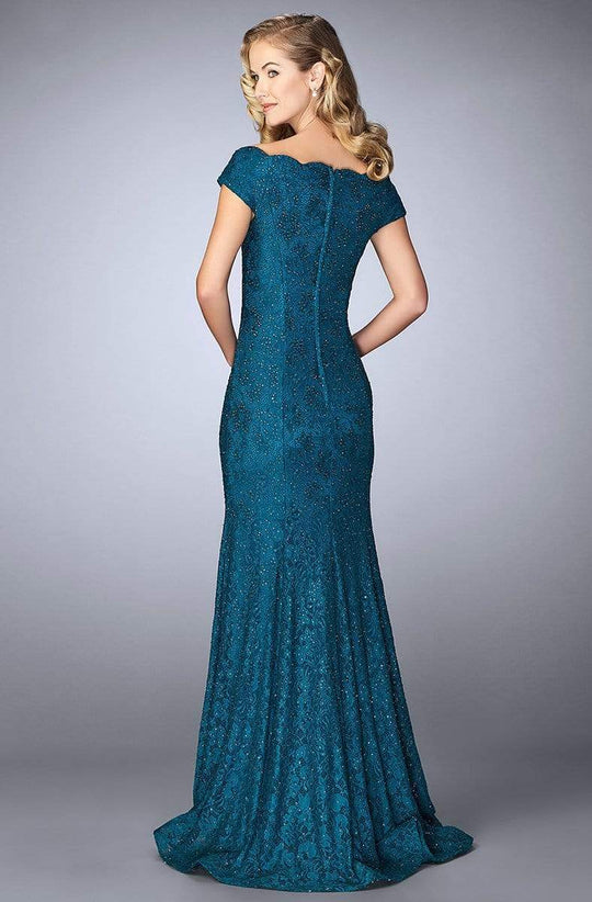 La Femme - Off-Shoulder Lace Evening Gown 24928SC