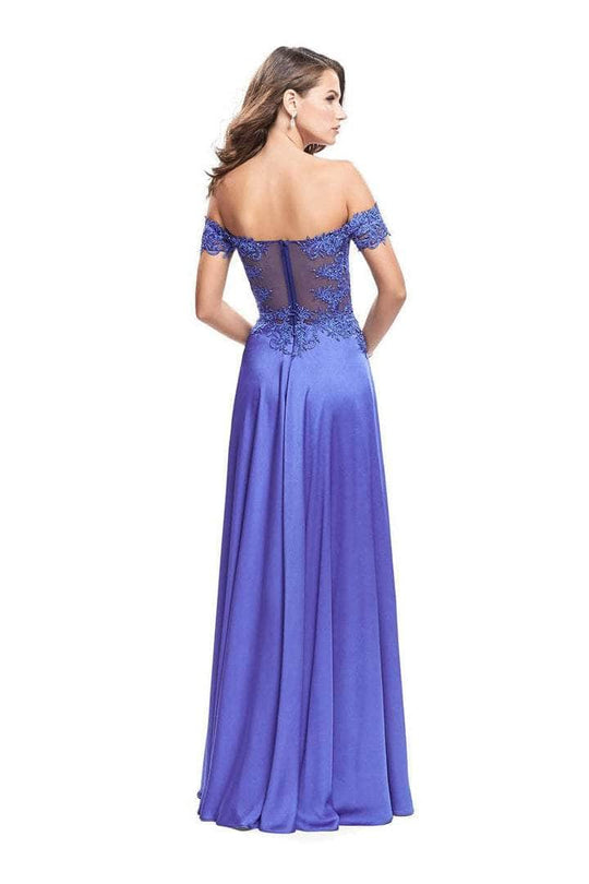 La Femme Off Shoulder Lace Pleated Dress A-Line 25694