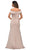 La Femme - Off Shoulder Ruche-Ornate Trumpet Dress 28110SC - 1 pc Champagne In Size 8 Available CCSALE 8 / Champagne