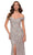 La Femme - Off Shoulder Sequined High Slit Dress 29831SC - 1 pc Silver In Size 10 Available CCSALE 10 / Silver