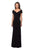 La Femme - Off Shoulder Wrap Bodice Long Sheath Jersey Dress 26519SC CCSALE 16 / Black