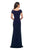 La Femme - Off Shoulder Wrap Bodice Long Sheath Jersey Dress 26519SC CCSALE