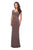 La Femme - Off Shoulder Wrap Bodice Long Sheath Jersey Dress 26519SC CCSALE 8 / Cocoa
