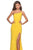 La Femme - One Shoulder High Slit Sheath Dress 28176SC CCSALE 0 / Yellow