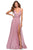 La Femme - Pleated Ornate Chiffon High Slit Dress 28611SC - 1 pc Mauve In Size 6 Available CCSALE 6 / Mauve