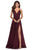 La Femme - Pleated Ornate Chiffon High Slit Dress 28611SC - 2 pcc Garnet In Sizes 8 and 12 Available CCSALE