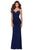 La Femme - Plunging Crisscross Back Wrap Sheath Dress 28541SC - 1 pc Navy In Size 0 Available CCSALE 0 / Navy
