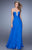 La Femme Plunging Sweetheart Chiffon Dress in Electric Blue 21499 CCSALE 4 / Electric Blue