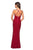 La Femme - Plunging V-neck Jersey Sheath Evening Gown 27622SC - 1 pc Red in Sizes 0 CCSALE