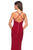 La Femme - Plunging V-neck Jersey Sheath Evening Gown 27622SC - 1 pc Red in Sizes 0 CCSALE