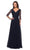 La Femme - Quarter Sleeve Glitter Formal Dress 28097SC - 1 pc Navy In Size 12 Available CCSALE 12 / Navy