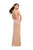 La Femme - Rhinestone Embellished Velvet Dress 25266SC - 1 pc Nude In Size 00 Available CCSALE 00 / Nude