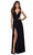 La Femme - Ruche-Ornate High Slit A-Line Dress 28547SC - 1 pc Black In Size 12 Available CCSALE 12 / Black