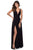La Femme - Ruche-Ornate High Slit A-Line Dress 28547SC - 1 pc Black In Size 6 Available CCSALE