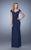 La Femme - Ruched Sweetheart Fitted Cap Sleeves Dress 21694SC - 1 pc Meadown in Size 4 Available CCSALE 14 / Navy
