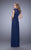 La Femme - Ruched V Neck Cap Sleeves Sheath Long Gown 21685SC - 1 pc Navy In Size 4 Available CCSALE