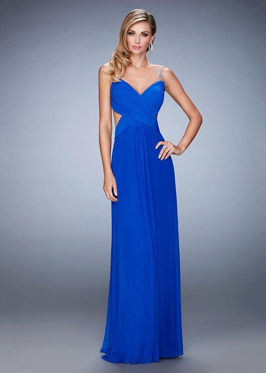 La Femme - Ruched V-neck Column Dress 22304SC