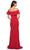 La Femme - Ruffled Off Shoulder High Slit Trumpet Dress 27096SC - 1 pc Black In Size 4 and 1 pc Red in Size 2 Available CCSALE