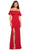 La Femme - Ruffled Off Shoulder High Slit Trumpet Dress 27096SC - 1 pc Black In Size 4 and 1 pc Red in Size 2 Available CCSALE 2 / Red