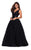 La Femme - Sequined Deep V-neck Tulle Ballgown 27336SC - 2 pcs Black In Sizes 10 and 16 Available CCSALE 10 / Black