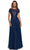 La Femme - Sequined Lace Bodice A-Line Dress 27924SC - 1 pc Navy In Size 16 Available CCSALE 16 / Navy
