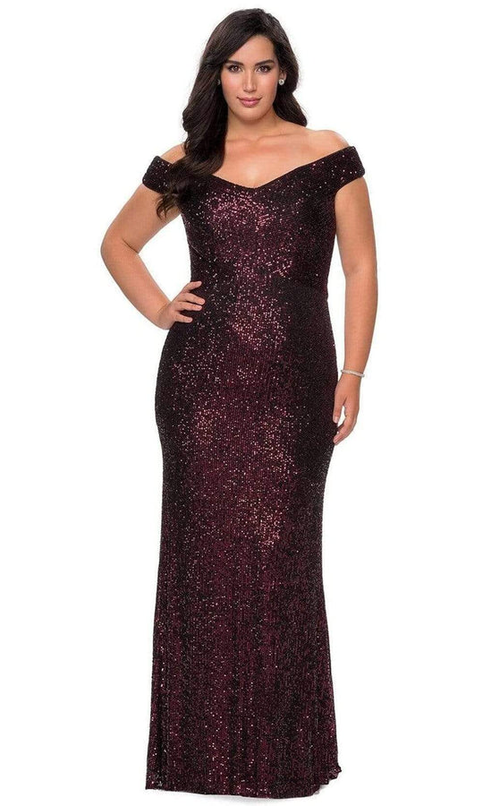 La Femme - Sequined Off-Shoulder Sheath Dress 28795SC