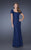 La Femme Sequined Short Sleeves Sheath Evening Gown 20463SC - 2 Pcs Platinum in Sizes 2 and 10 Available CCSALE 16 / Navy