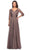 La Femme - Sheer Lace Quarter Sleeves Empire Waist A-Line Gown 27153SC CCSALE