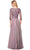 La Femme - Sheer Lace Quarter Sleeves Empire Waist A-Line Gown 27153SC CCSALE