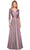 La Femme - Sheer Lace Quarter Sleeves Empire Waist A-Line Gown 27153SC CCSALE 6 / Dusty Lilac