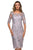 La Femme - Sheer Neckline and Sleeves Floral Lace Sheath Knee-Length Dress 27895SC - 1 pc Lavender/Gray In Size 14 Available CCSALE 14 / Lavender/Gray
