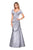 La Femme - Short Sleeve Pleat-Textured Trumpet Gown 26947SC - 1 pc Navy In Size 6 Available CCSALE 6 / Navy