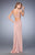 La Femme Sleeveless Jeweled Cutout High Slit Jersey Gown 22713 - 1 pc Blush in Size 8 Available CCSALE