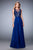 La Femme Sleeveless Lace Illusion Bateau A-line Evening Dress 22407 CCSALE 4 / Marine Blue