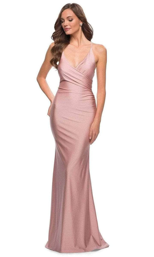 La Femme - Sleeveless V-Neck Jersey Prom Dress 29848SC