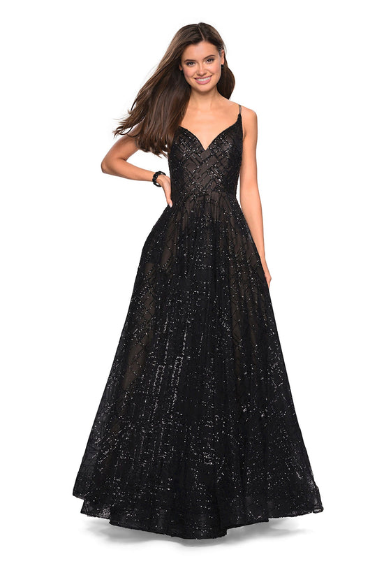 La Femme - Sparkling Sequin Sleeveless A-Line Dress 27199