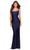 La Femme - Square Neck Open Back Sheath Dress 28634SC - 1 pc Navy In Size 6 Available CCSALE 6 / Navy