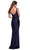 La Femme - Square Neck Open Back Sheath Dress 28634SC - 1 pc Navy In Size 6 Available CCSALE 6 / Navy