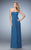 La Femme Strapless Ruched Sheath Long Dress with Shawl 23023SC - 1 Pc. Slate Blue In size 8 Available CCSALE 8 / Slate Blue