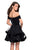 La Femme Stripe Velvet Off Shoulder Tiered Dress 26751 - 1 pc Dark Berry in size 0 Available CCSALE