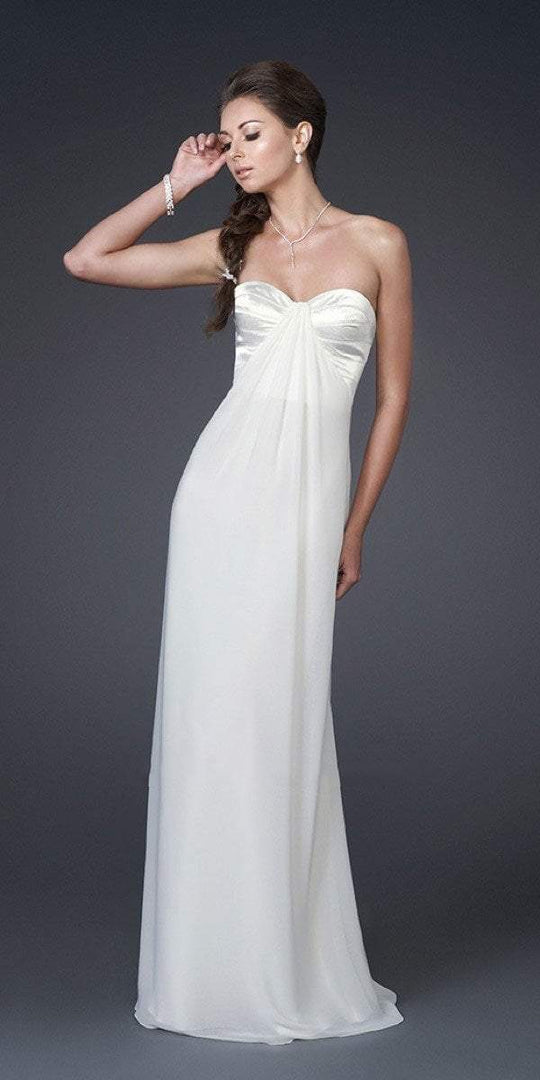 La Femme - Sweetheart Chiffon Dress in Yellow 14589SC