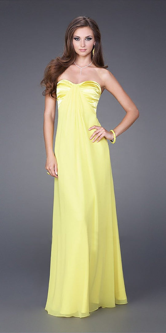 La Femme - Sweetheart Chiffon Dress in Yellow 14589SC