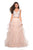 La Femme - Two-Piece Plunging Beaded Tiered Evening Gown 27445 - 1 pc Blush In Size 2 Available CCSALE 2 / Blush