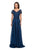 La Femme - V neck Embroidered A- Line Evening Dress 27098SC - 1 pc Midnight Blue in size 6 and 1 pc Dusty Lilac In Size 8 Available CCSALE