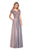 La Femme - V neck Embroidered A- Line Evening Dress 27098SC CCSALE 0 / Cocoa