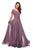 La Femme - V neck Embroidered A- Line Evening Dress 27098SC CCSALE 8 / Dusty Lilac