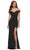 La Femme - V-Neck Fitted Sheath Gown With Slit 29756SC - 1 pc Black In Size 8 Available CCSALE 8 / Black