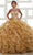 LA Glitter - 24025 Strapless Jeweled Ruffle Ornate Ballgown Quinceanera Dresses 0 / Gold